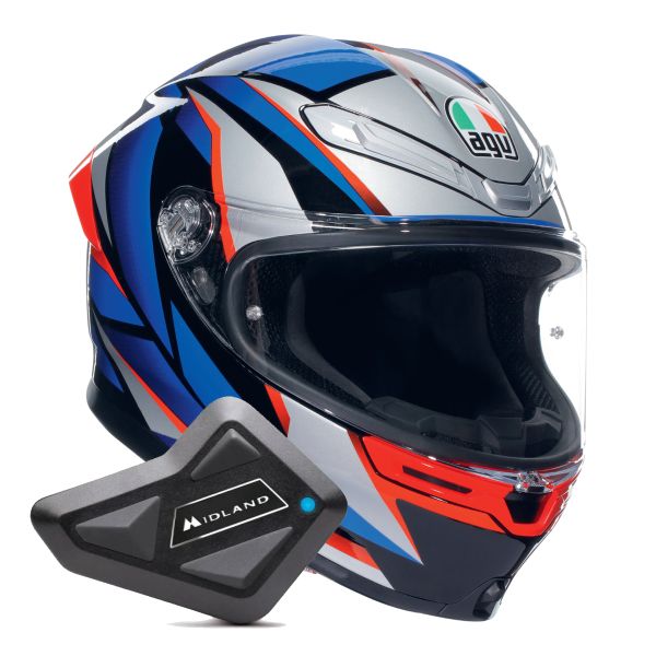 Pack Casco Moto Kit Bluetooth Agv K S Multi Slashcut Black Blue