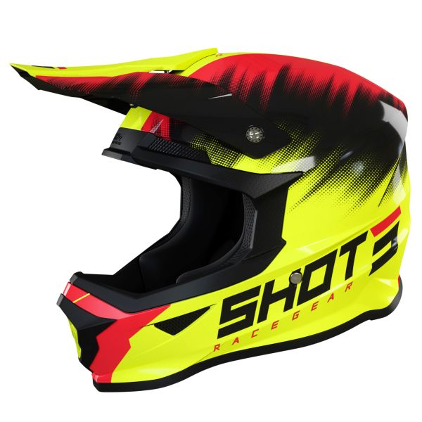 Casco Moto SHOT Furious Versus Neon Yellow Red Bambino Al Miglior