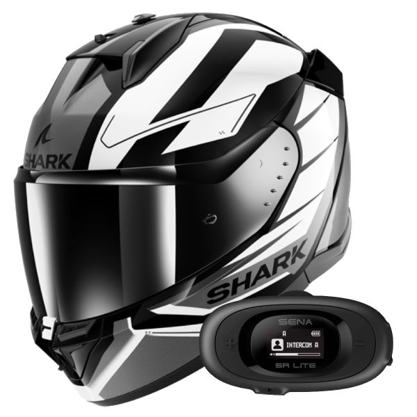 Pack Casco Moto + Kit Bluetooth : Shark D-Skwal 3 Sizler KWA + Kit  bluetooth 5R Lite Solo