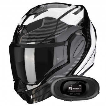 Pack Casco Moto Kit Bluetooth Scorpion Exo Tech Evo Animo Black White Kit Bluetooth R