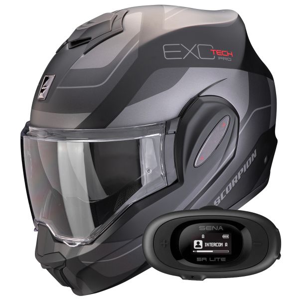 Pack Casco Moto + Kit Bluetooth : Scorpion EXO TECH Carbon Nero +