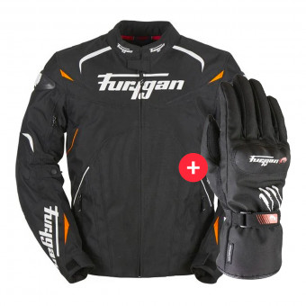 Giacche moto Furygan Narval Black White Orange + Keen Black White