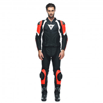 Tute Moto in pelle Dainese Avro 4 2 PC Black Matt Fluo Red White